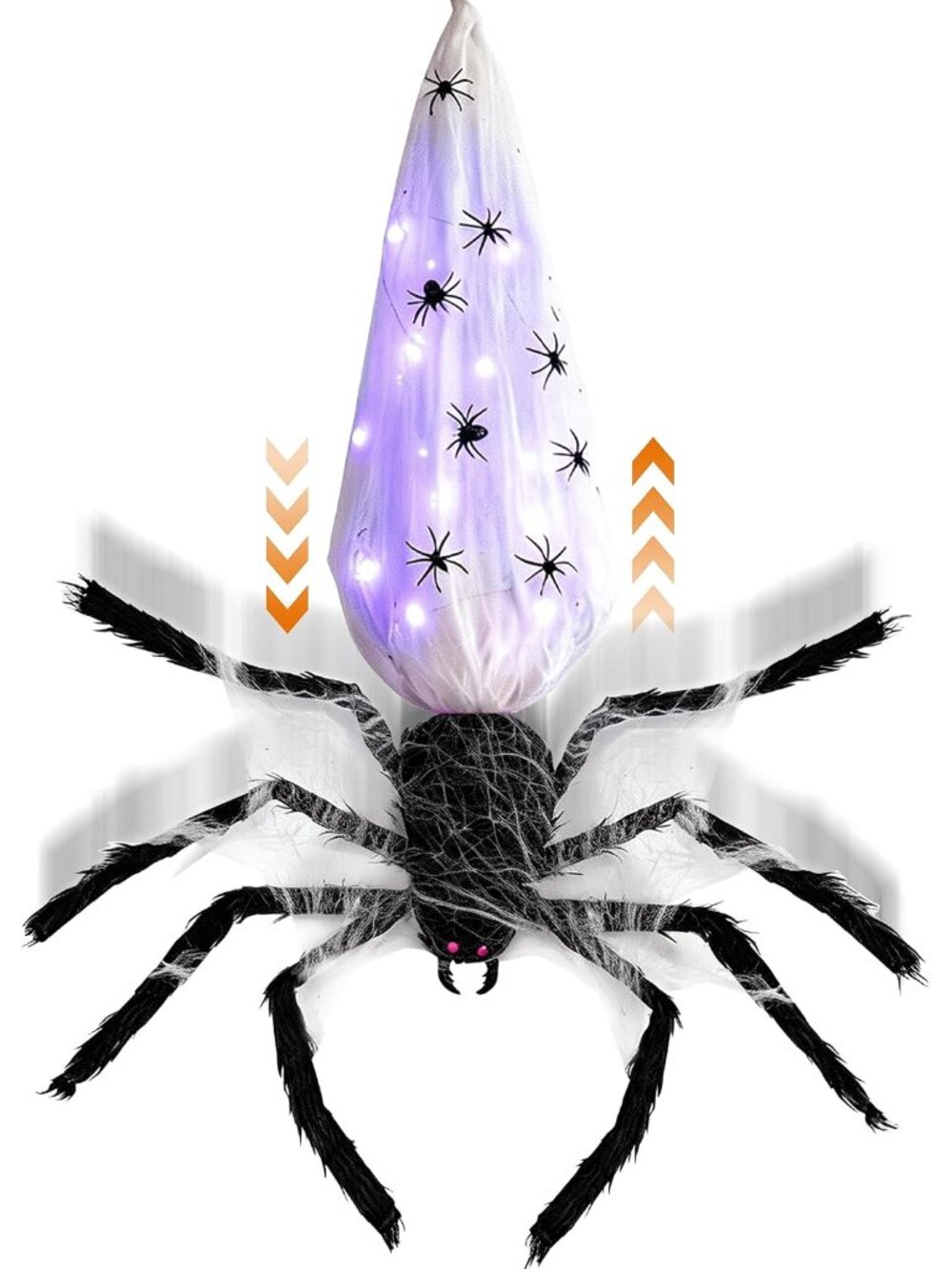 3FT Hanging Halloween Animatronic Spider Decorations Outdoor, Sound Activated An